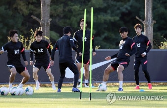 훈련하는 축구대표팀