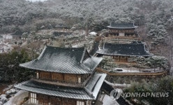 눈 내리는 무안군 초의선사 탄생지