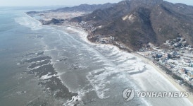 한파에 꽁꽁 언 동막해수욕장