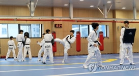 금메달 향해 훈련하는 태권도 국가대표