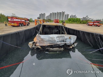 전국 최초 전기차 화재 진압용 '조립식 수조'