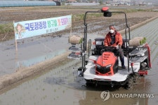 강원 양구군 첫 모내기 진행