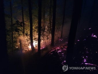 산림청 산불 1단계 발령, 전북 무주 산불 이틀째 진화 중