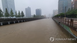 호우경보 부산 동천 수위 상승
