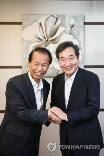 최문순 강원도지사와 오찬 회동하는 민주당 이낙연 대선 예비후보