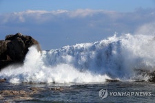 갯바위 넘는 파도