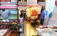 한산한 모습 보이는 한복 시장