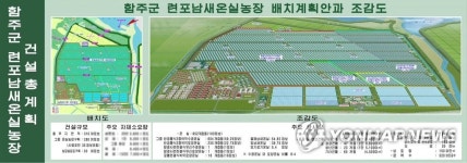 북한 함주군 연포채소온실농장 배치계획안과 조감도