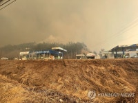 산불 남하로 울진 가스충전소 주유소 위협