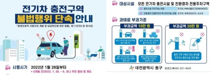 [대전소식] 동구 "7월부터 전기차 충전 방해 과태료 최대 20만원"