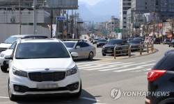 속초해수욕장 입구 정체