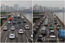 강변북로 출근길, 오늘과 2년여전 모습