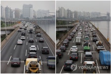 강변북로 출근길, 오늘과 2년여전 모습