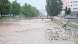 북한 사리원시 등에 폭우…불어난 하천