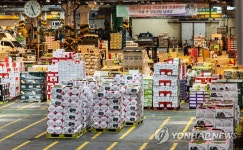 다우청과물도소매 | 이른 추석 앞두고 도매시장에 출하된 청과물 가득