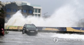 자동차 집어삼키는 파도