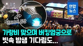 [영상] 英여왕 관 가랑비 속 버킹엄궁 도착…마지막 보려 우중 밤샘도