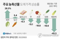주식회사 농축산물도매센터백두산 | [그래픽] 주요 농축산물 도매가격 상승률