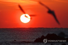 경주 문무대왕릉 앞 바닷가 해돋이