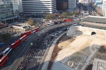 용산 대통령실로 행진하는 민주노총