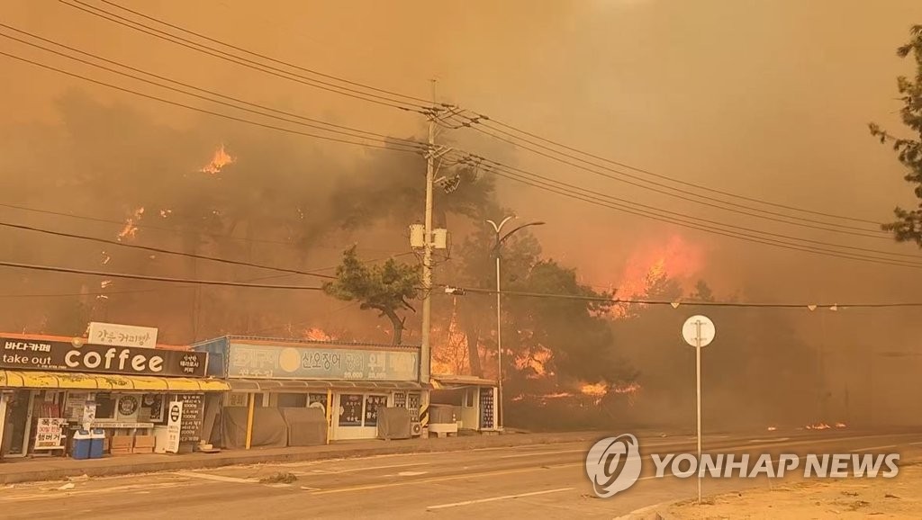 강릉 소방대원들, 연곡면 유등리 산불에 빠른 대응으로 큰 피해 막아내