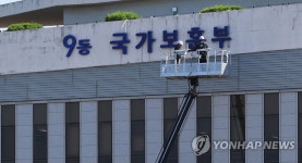 국가보훈부로 현판 교체하는 국가보훈처