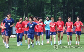 훈련하는 여자축구 대표팀
