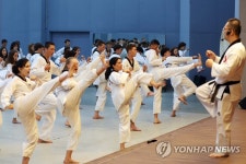 태권도 체험하는 잼버리 대원들