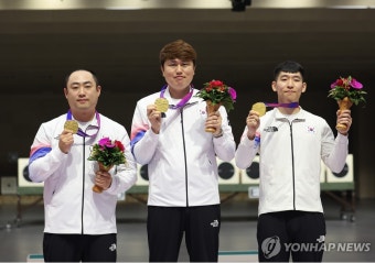 [아시안게임] 한국 사격, 남자 러닝타깃 단체전 금메달…북한에 역전승(종합)