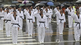 태권도 시범 보이는 시범단