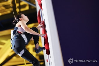 스포츠클라이밍 여자 스피드 개인전 출전한 정지민