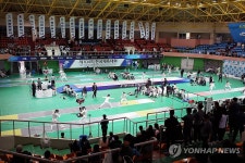 해남우슬체육관에서 열린 전국체전 펜싱 경기