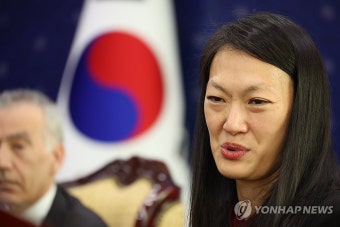 박진 장관과 대화하는 줄리 터너 미국 국무부 북한인권특사