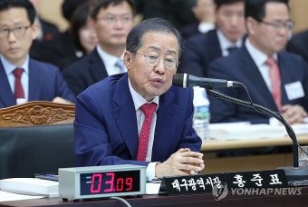 국감서 답변하는 홍준표 대구시장