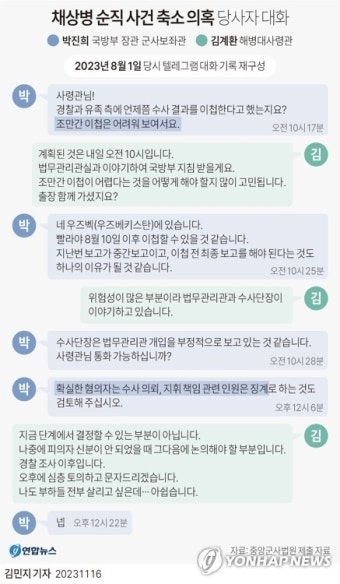 국방장관 보좌관이 해병대에 '수사의뢰 대상 줄여라' 지침 줬다