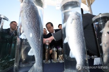 대서양 연어 전시품 관람하는 한덕수 총리