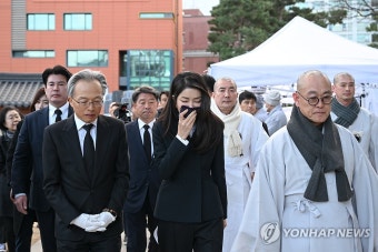 자승스님 분향소 조문 마친 김건희 여사