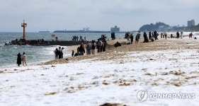 눈 쌓인 겨울 바다