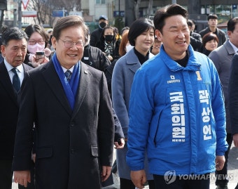 시장 찾은 이재명 대표와 곽상언 후보