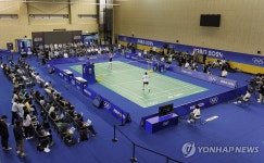 선수촌에 만들어진 올림픽 배드민턴 경기장