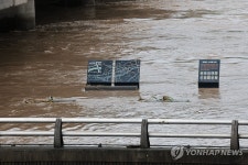 물에 잠긴 중랑천 산책로