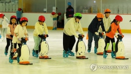 빙상장에서 더위 식히며 스케이트 배우기