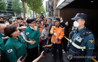 부천 호텔 화재 현장 찾은 한동훈 대표