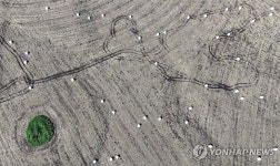 베일러 포장 건초가 만든 풍경