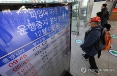 운휴 안내문 놓인 서울역