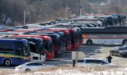 빽빽이 들어선 관광버스