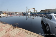 온산공단 도로 뒤덮은 원유