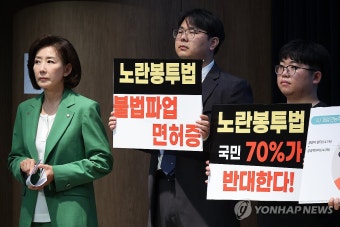 노란봉투법 입법 반대 기자회견하는 노동개혁청년행동