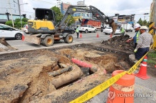 인천 서구 땅 꺼짐 도로 복구작업
