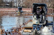 수초 제거되는 광주 양산호수공원